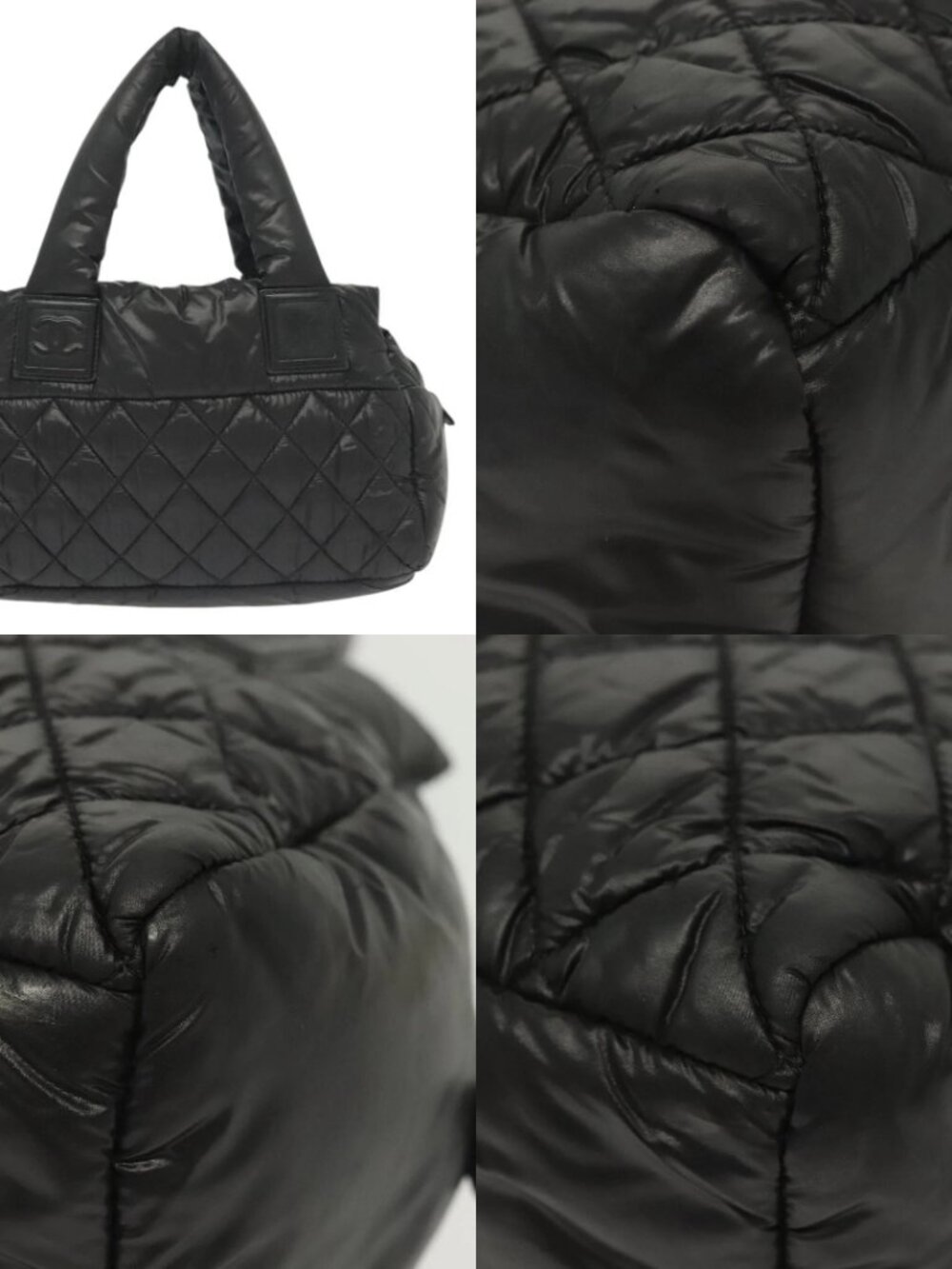 CHANEL Cococoon Hand Bag Nylon Black Silver CC Auth BA5555 - Picture 13 of 15